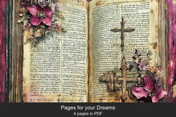 Aged Bible Pages with Cross: Crafts Graphic Design Asset