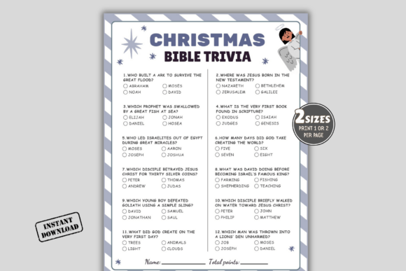 Christmas Bible Trivia Game Print Templates