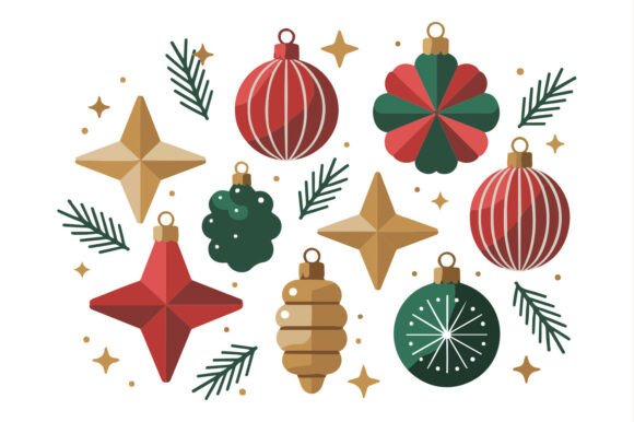 Christmas Decoration Ornaments Clipart — Illustrations
