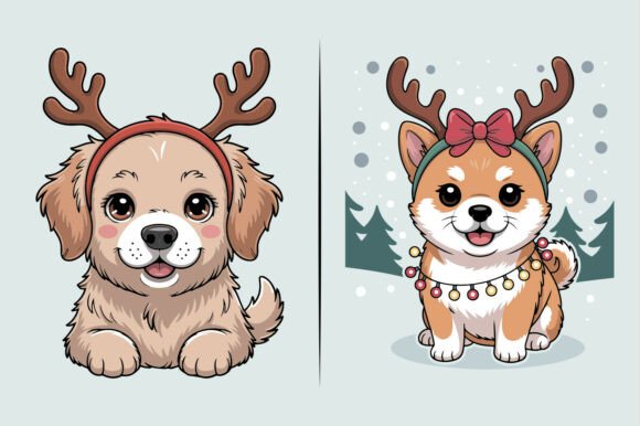 Christmas Dog Animal Vector Illustration