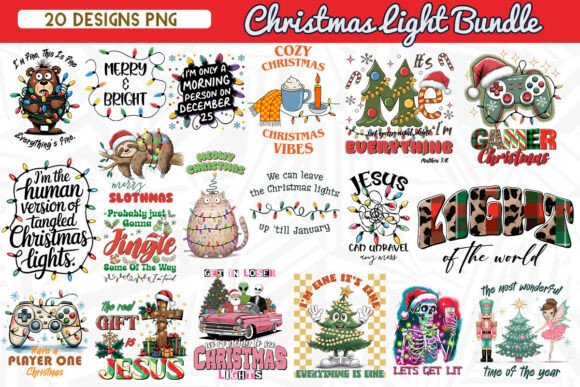 Christmas Light Sublimation Bundle — Print Templates