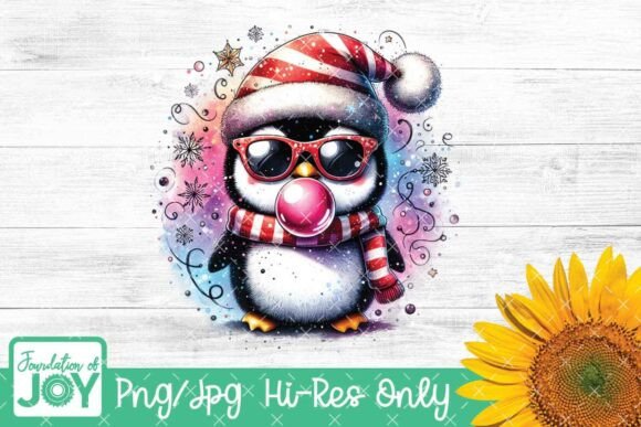 Christmas Penguin Sublimation Design for T-Shirts