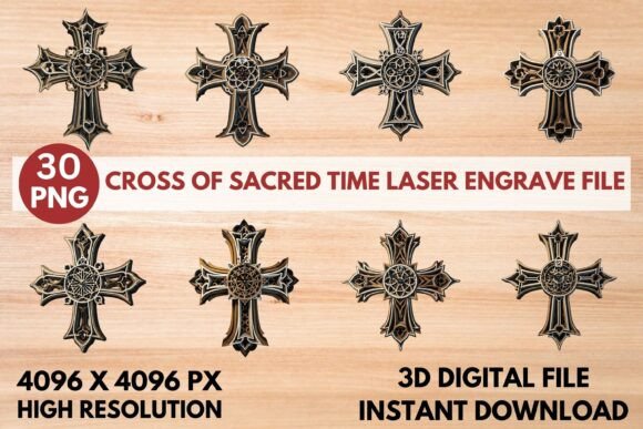 Cross of Sacred Time Laser Engraving File