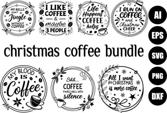 Funny Coffee Christmas SVG Illustrations