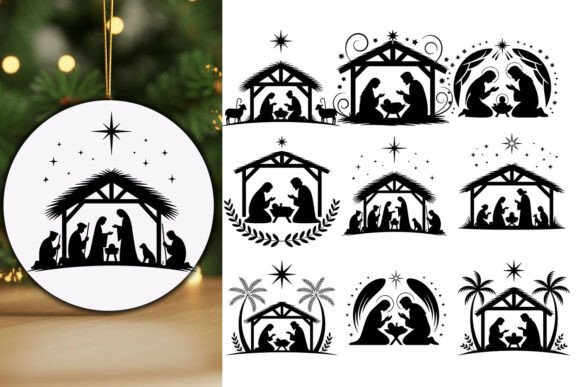 Holy Nativity Scene Silhouette Set for Crafts