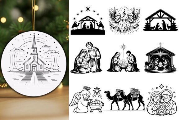 Holy Night Nativity Silhouette Bundle for Crafts