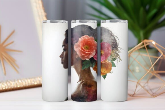 Inspirational Floral Woman Tumbler Print Templates
