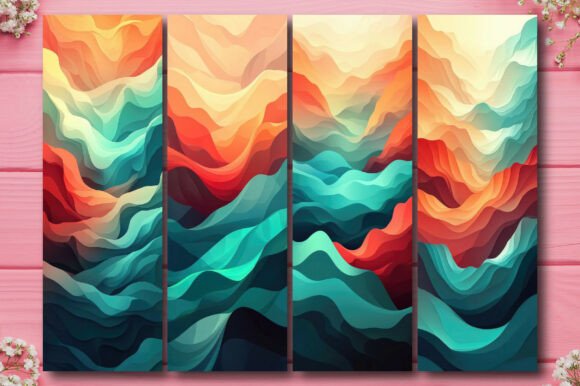 Layered Abstract Landscape Bookmark Set for Crafts