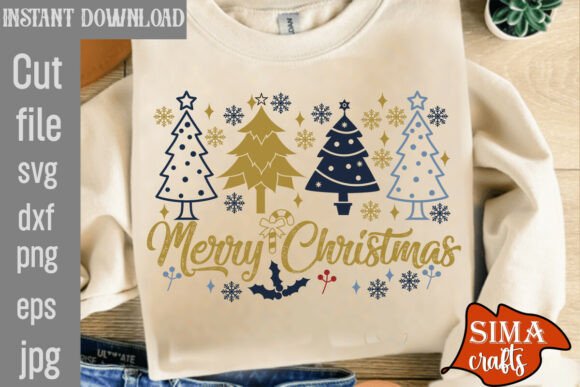Merry Christmas SVG PNG, Christmas Trees for Crafts