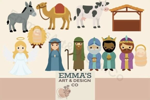 Nativity Clipart, Christmas Craft Illustrations