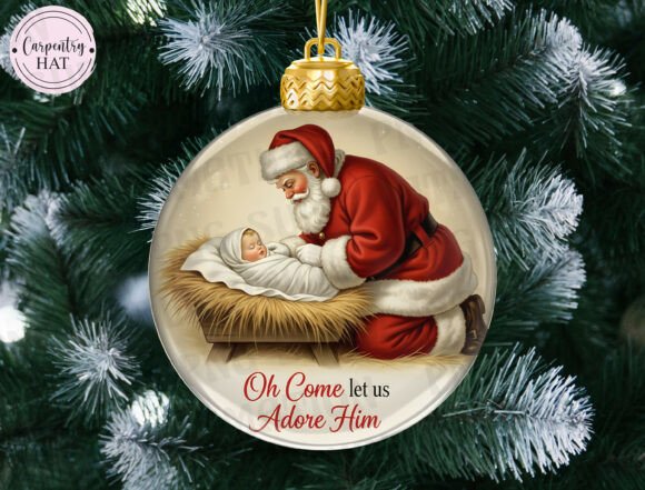 Oh Come Let Us Adore Him Ornament PNG — Christmas Amp