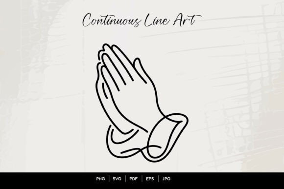 Praying Hands One Line Art SVG for Crafts