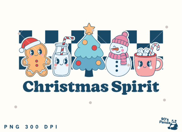 Retro Winter Christmas Spirit PNG Illustrations