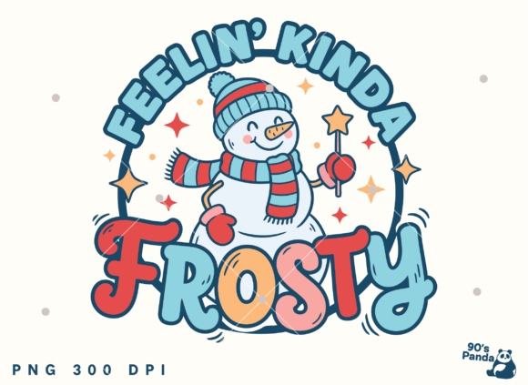 Retro Winter Snowman PNG Sublimation