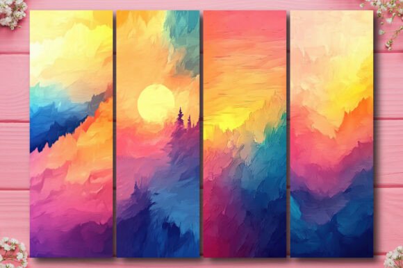 Sunset Forest Landscape Bookmark PNG